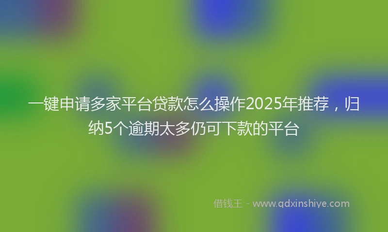 一键申请多家平台贷款怎么操作2025年推荐，归纳5个逾期太多仍可下款的平台