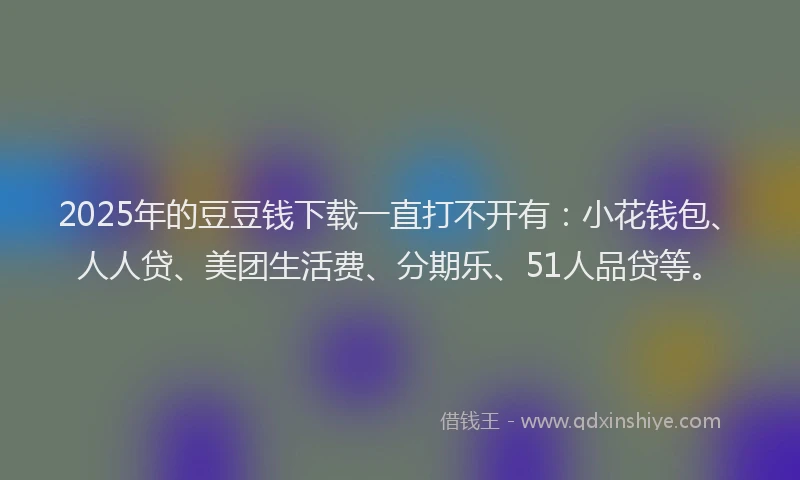 2025年的豆豆钱下载一直打不开有：小花钱包、人人贷、美团生活费、分期乐、51人品贷等。