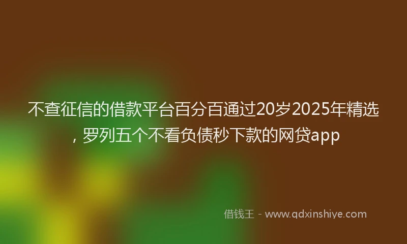 不查征信的借款平台百分百通过20岁2025年精选，罗列五个不看负债秒下款的网贷app