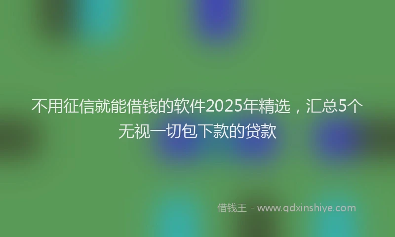 不用征信就能借钱的软件2025年精选，汇总5个无视一切包下款的贷款