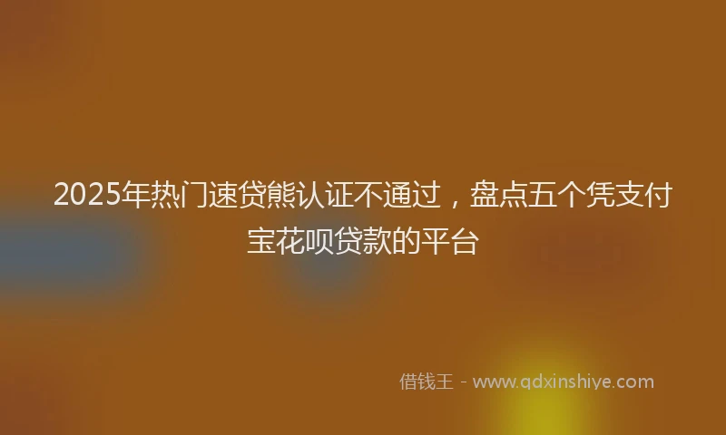 2025年热门速贷熊认证不通过，盘点五个凭支付宝花呗贷款的平台