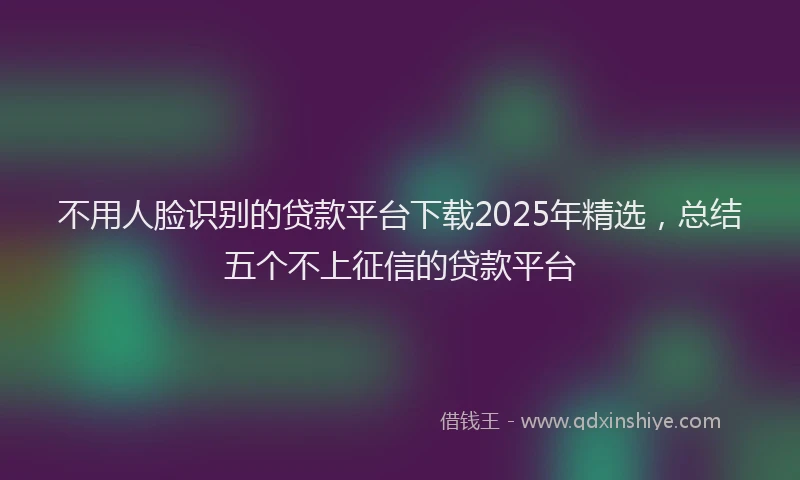 不用人脸识别的贷款平台下载2025年精选，总结五个不上征信的贷款平台