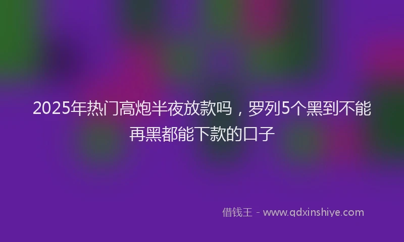 2025年热门高炮半夜放款吗，罗列5个黑到不能再黑都能下款的口子