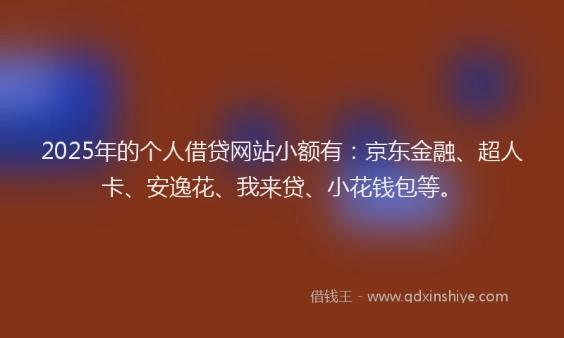 2025年的个人借贷网站小额有：京东金融、超人卡、安逸花、我来贷、小花钱包等。