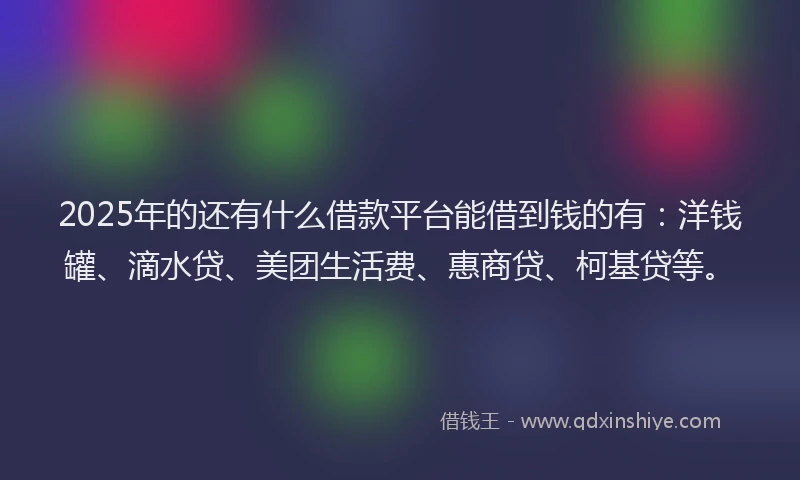 2025年的还有什么借款平台能借到钱的有：洋钱罐、滴水贷、美团生活费、惠商贷、柯基贷等。