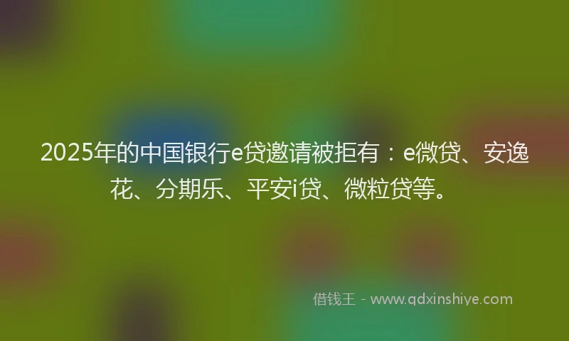 2025年的中国银行e贷邀请被拒有：e微贷、安逸花、分期乐、平安i贷、微粒贷等。