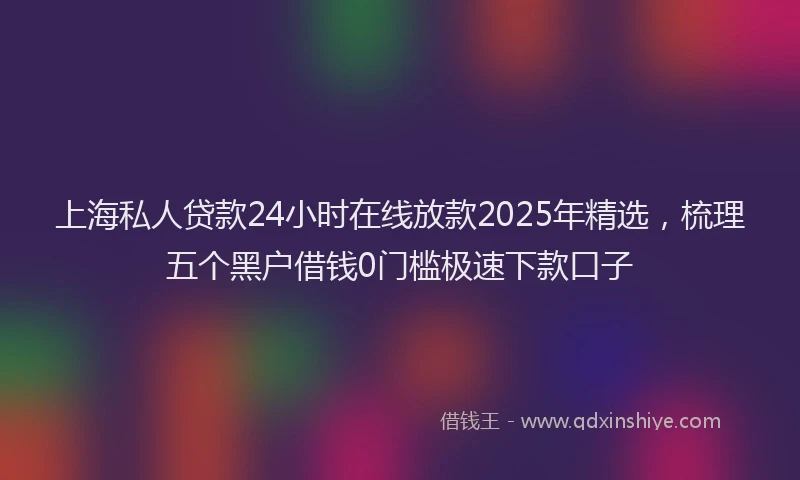 上海私人贷款24小时在线放款2025年精选，梳理五个黑户借钱0门槛极速下款口子