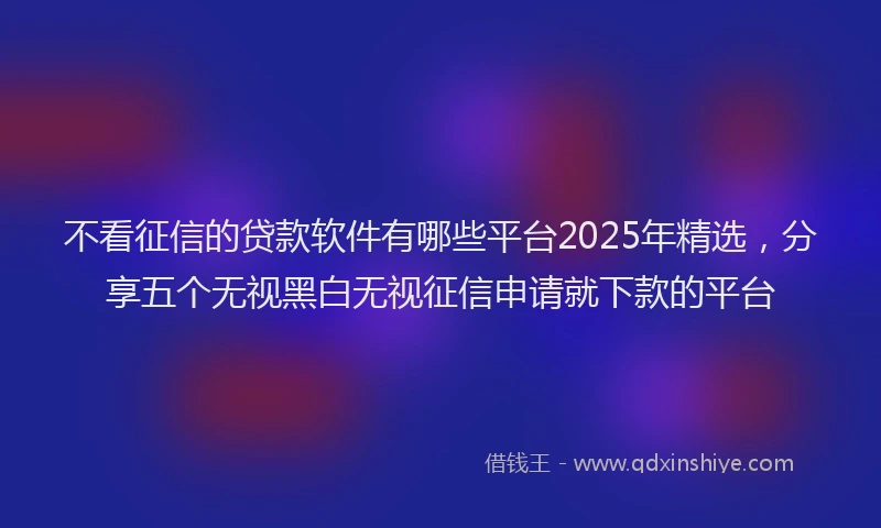 不看征信的贷款软件有哪些平台2025年精选，分享五个无视黑白无视征信申请就下款的平台