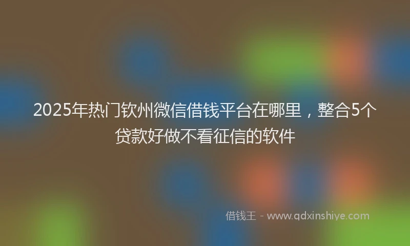 2025年热门钦州微信借钱平台在哪里，整合5个贷款好做不看征信的软件