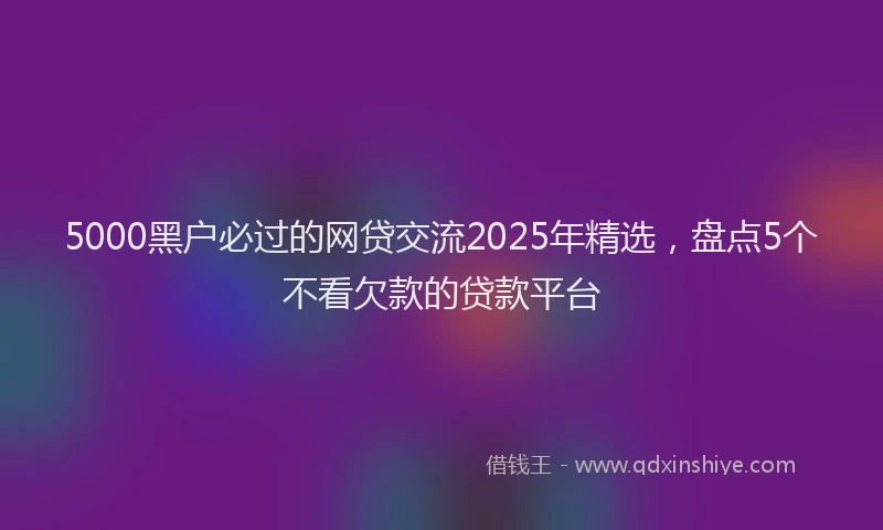 5000黑户必过的网贷交流2025年精选，盘点5个不看欠款的贷款平台