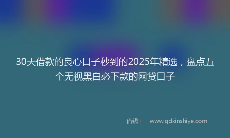 30天借款的良心口子秒到的2025年精选，盘点五个无视黑白必下款的网贷口子