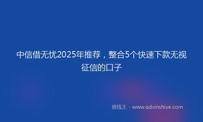 中信借无忧2025年推荐，整合5个快速下款无视征信的口子