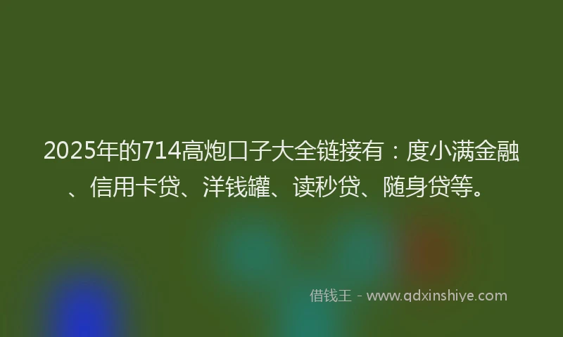 2025年的714高炮口子大全链接有：度小满金融、信用卡贷、洋钱罐、读秒贷、随身贷等。