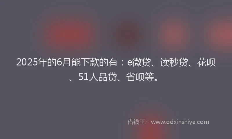 2025年的6月能下款的有：e微贷、读秒贷、花呗、51人品贷、省呗等。