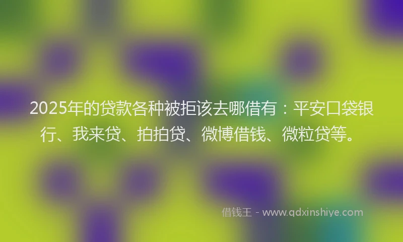 2025年的贷款各种被拒该去哪借有：平安口袋银行、我来贷、拍拍贷、微博借钱、微粒贷等。