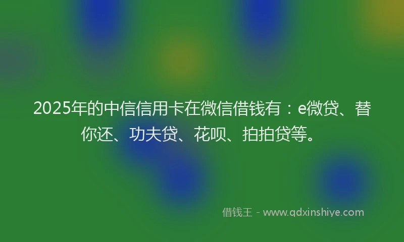 2025年的中信信用卡在微信借钱有：e微贷、替你还、功夫贷、花呗、拍拍贷等。