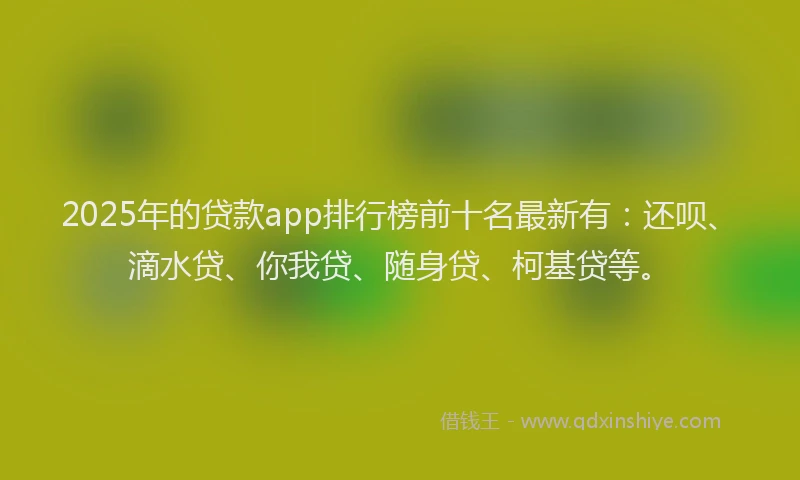 2025年的贷款app排行榜前十名最新有：还呗、滴水贷、你我贷、随身贷、柯基贷等。