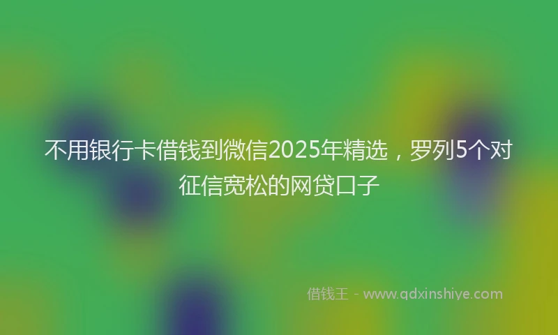 不用银行卡借钱到微信2025年精选，罗列5个对征信宽松的网贷口子