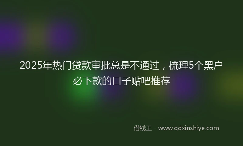 2025年热门贷款审批总是不通过，梳理5个黑户必下款的口子贴吧推荐
