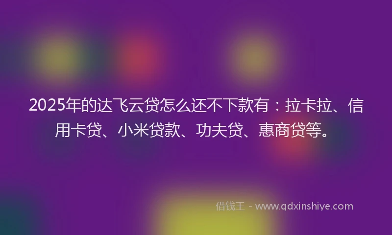 2025年的达飞云贷怎么还不下款有：拉卡拉、信用卡贷、小米贷款、功夫贷、惠商贷等。