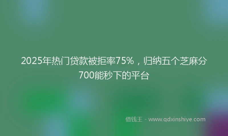 2025年热门贷款被拒率75%，归纳五个芝麻分700能秒下的平台