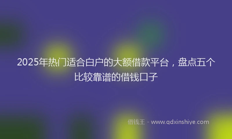 2025年热门适合白户的大额借款平台，盘点五个比较靠谱的借钱口子