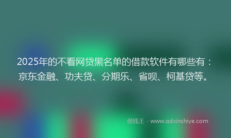 2025年的不看网贷黑名单的借款软件有哪些有：京东金融、功夫贷、分期乐、省呗、柯基贷等。