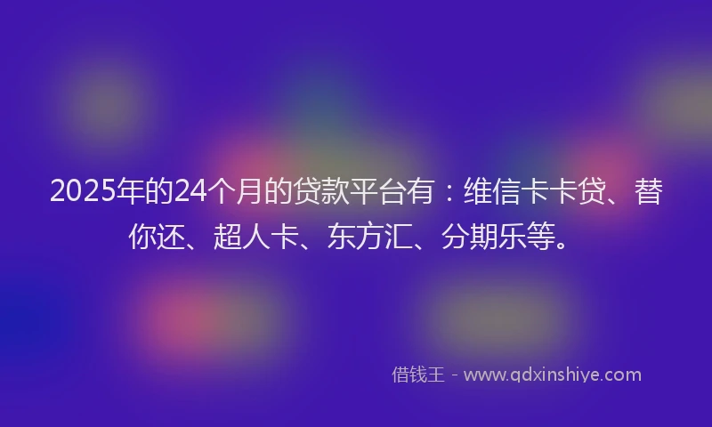 2025年的24个月的贷款平台有：维信卡卡贷、替你还、超人卡、东方汇、分期乐等。
