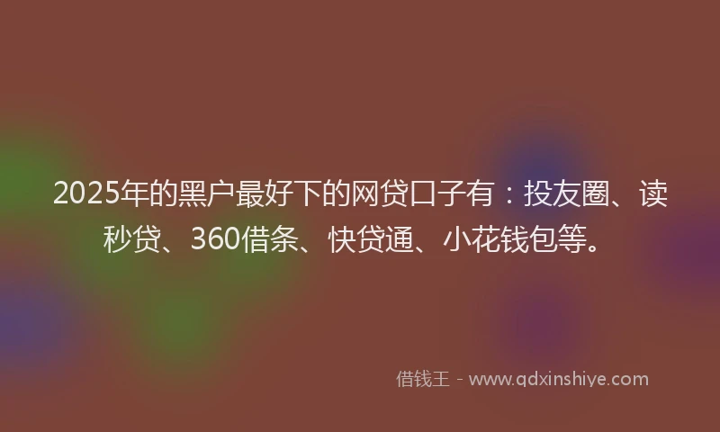 2025年的黑户最好下的网贷口子有：投友圈、读秒贷、360借条、快贷通、小花钱包等。