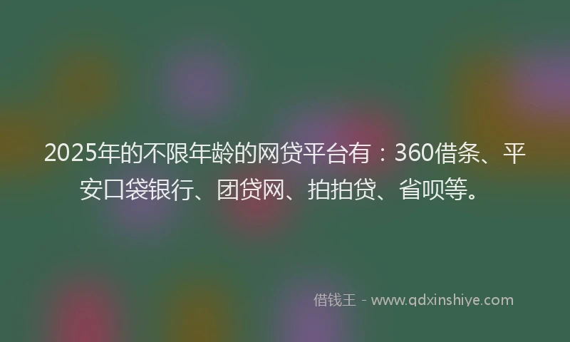 2025年的不限年龄的网贷平台有：360借条、平安口袋银行、团贷网、拍拍贷、省呗等。