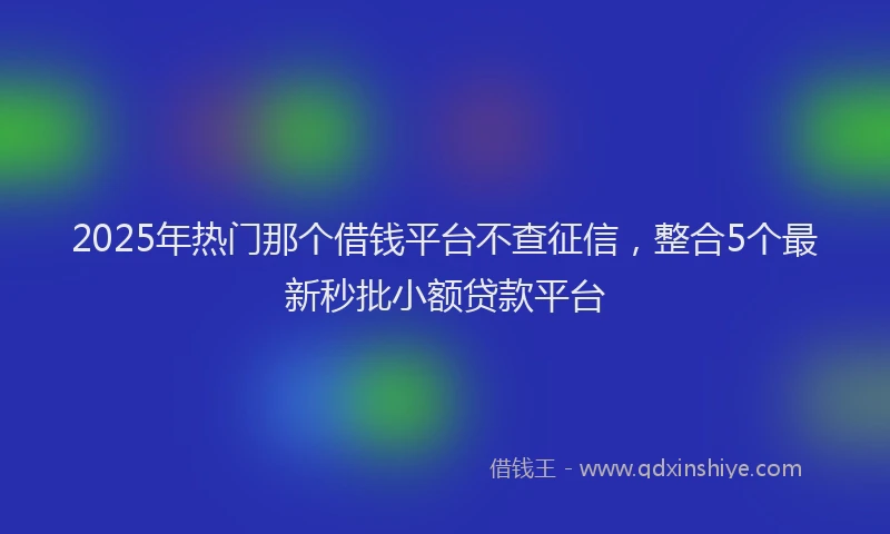 2025年热门那个借钱平台不查征信，整合5个最新秒批小额贷款平台
