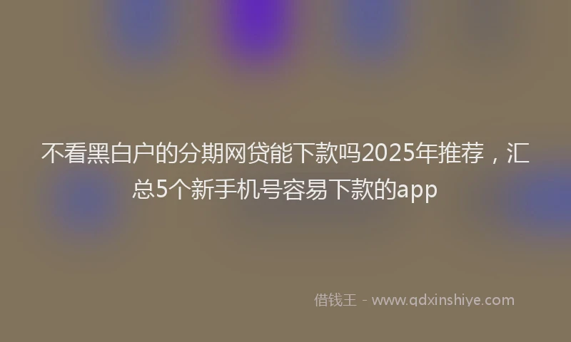 不看黑白户的分期网贷能下款吗2025年推荐，汇总5个新手机号容易下款的app