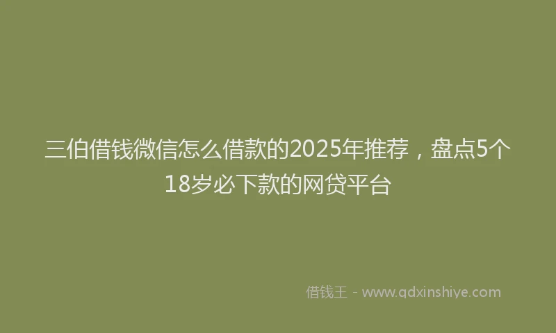 三伯借钱微信怎么借款的2025年推荐，盘点5个18岁必下款的网贷平台