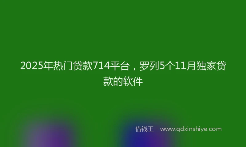 2025年热门贷款714平台，罗列5个11月独家贷款的软件
