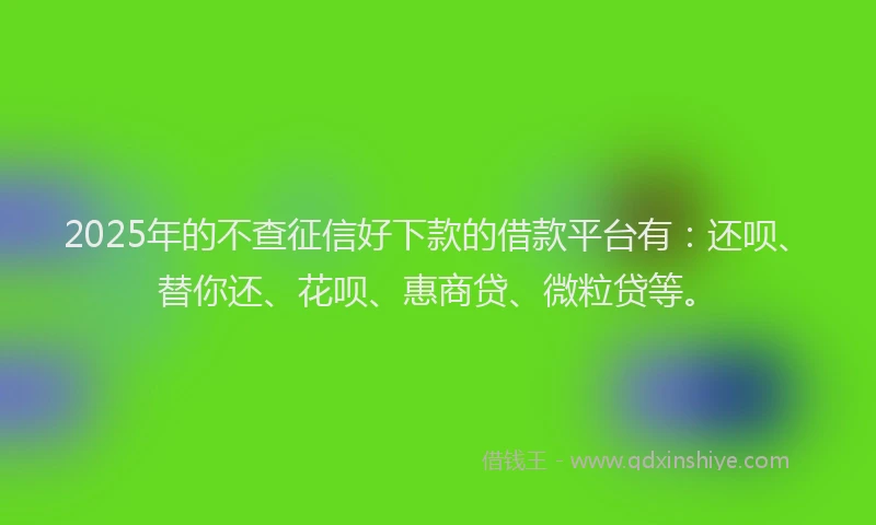 2025年的不查征信好下款的借款平台有：还呗、替你还、花呗、惠商贷、微粒贷等。
