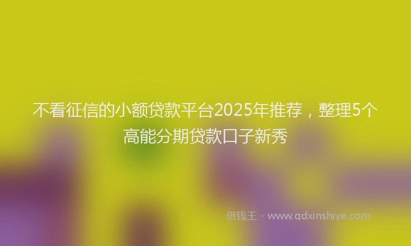 不看征信的小额贷款平台2025年推荐，整理5个高能分期贷款口子新秀