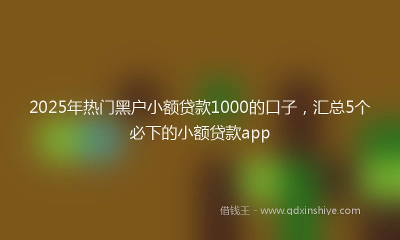 2025年热门黑户小额贷款1000的口子，汇总5个必下的小额贷款app