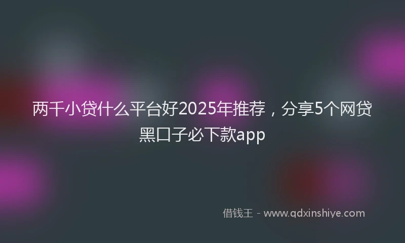 两千小贷什么平台好2025年推荐，分享5个网贷黑口子必下款app