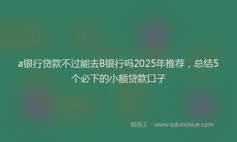 a银行贷款不过能去B银行吗2025年推荐，总结5个必下的小额贷款口子