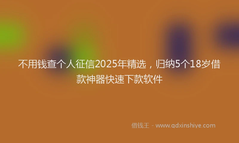 不用钱查个人征信2025年精选，归纳5个18岁借款神器快速下款软件