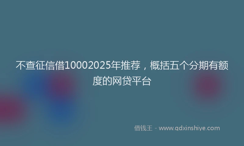 不查征信借10002025年推荐，概括五个分期有额度的网贷平台