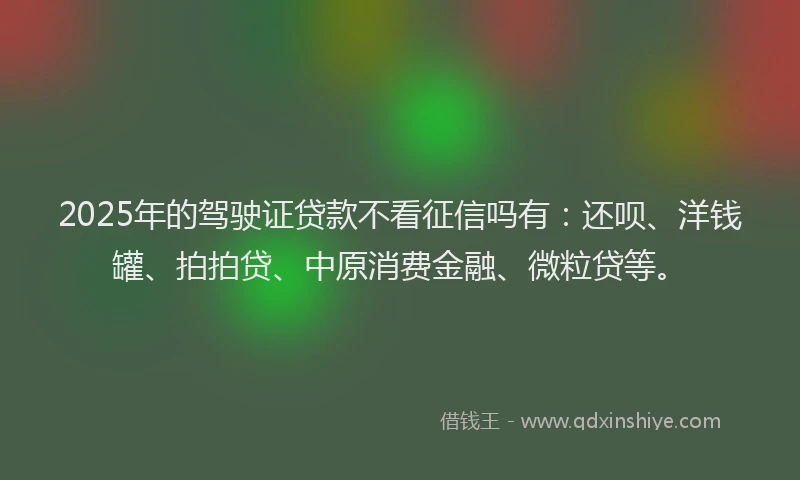 2025年的驾驶证贷款不看征信吗有：还呗、洋钱罐、拍拍贷、中原消费金融、微粒贷等。