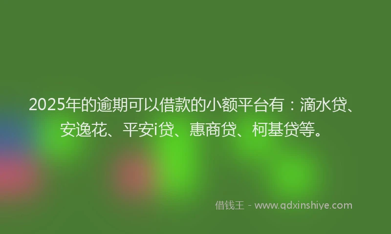 2025年的逾期可以借款的小额平台有：滴水贷、安逸花、平安i贷、惠商贷、柯基贷等。
