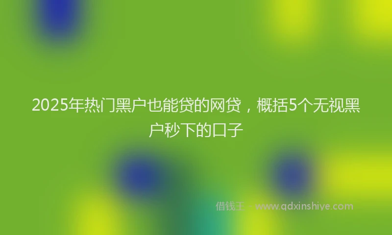 2025年热门黑户也能贷的网贷，概括5个无视黑户秒下的口子