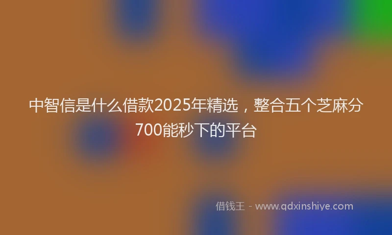 中智信是什么借款2025年精选，整合五个芝麻分700能秒下的平台