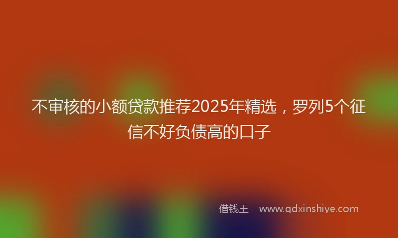 不审核的小额贷款推荐2025年精选，罗列5个征信不好负债高的口子