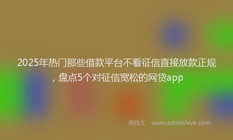 2025年热门那些借款平台不看征信直接放款正规，盘点5个对征信宽松的网贷app