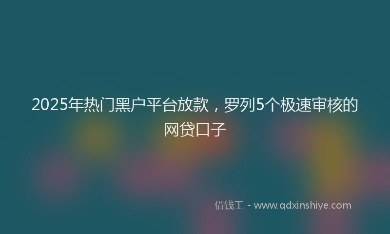 2025年热门黑户平台放款，罗列5个极速审核的网贷口子