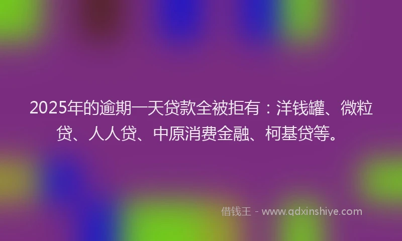 2025年的逾期一天贷款全被拒有：洋钱罐、微粒贷、人人贷、中原消费金融、柯基贷等。