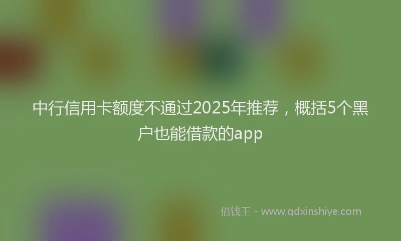 中行信用卡额度不通过2025年推荐，概括5个黑户也能借款的app